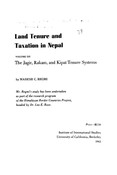 Land Tenure and Taxation in Nepal:  The Jagir, Rakam, and Kipat Tenure Systems